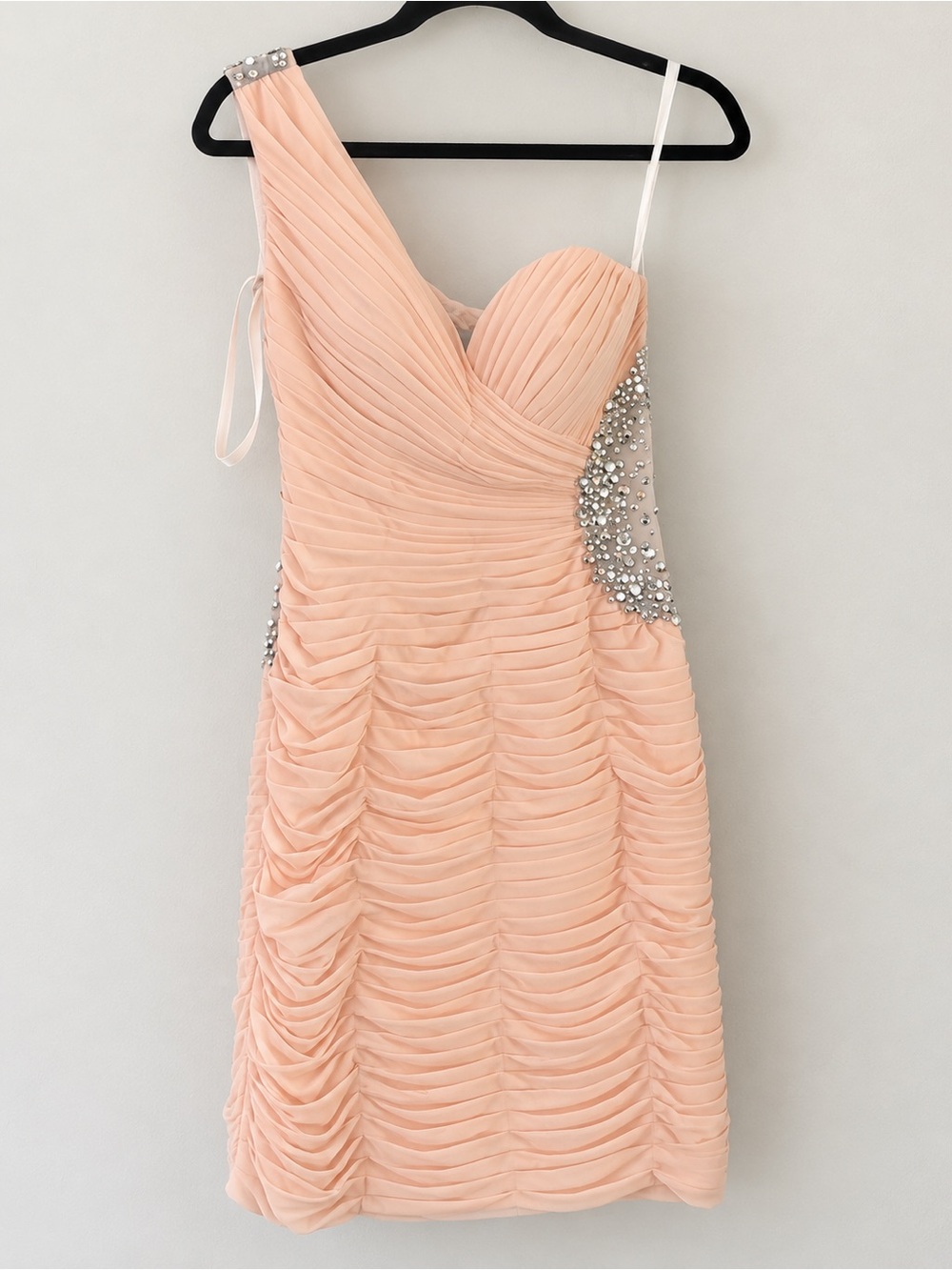 Jovani Blush Rhinestone One Shoulder Cocktail Dress Size 2